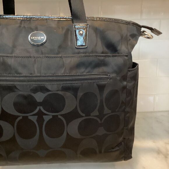 COACH Signature C Convertible Nylon Weekend or Diaper Bag Tote - Picture 3 of 16